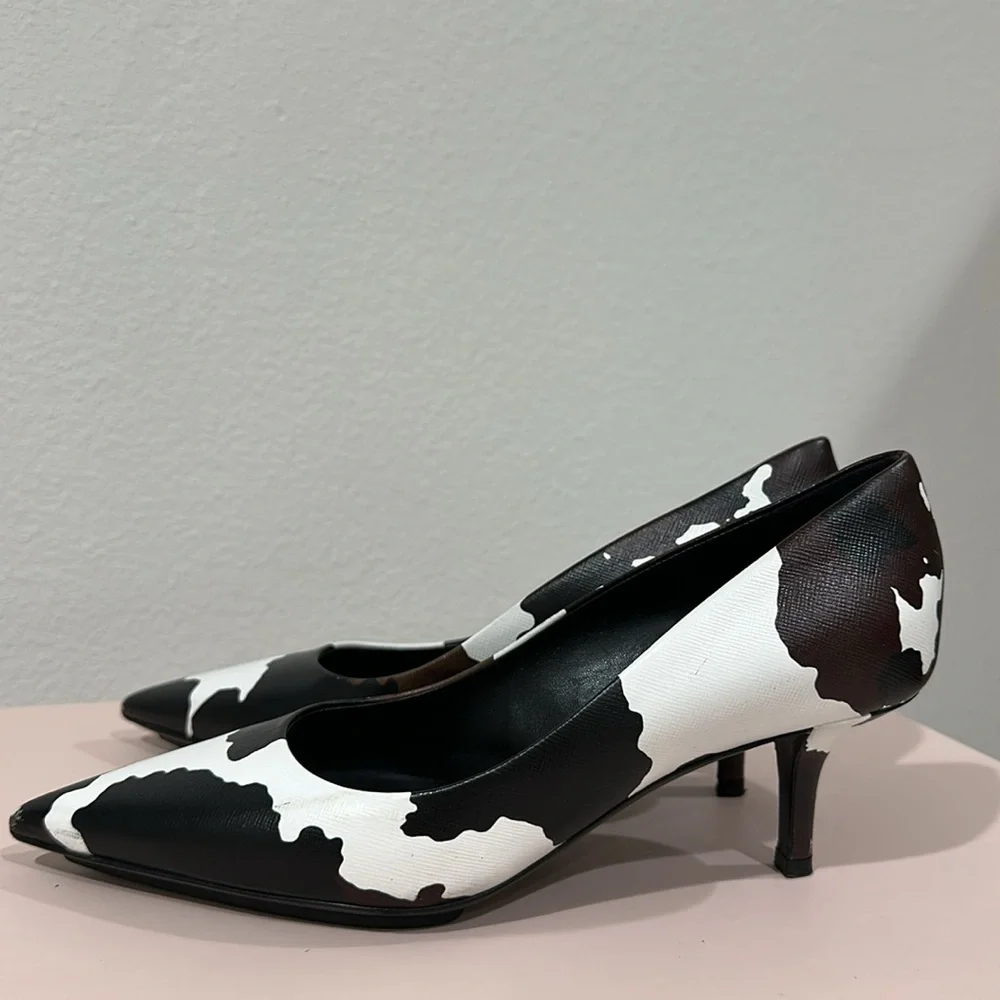 BURBERRY aubri animal print pumps heels pointed toe cow printed authentic - Picture 5 of 7